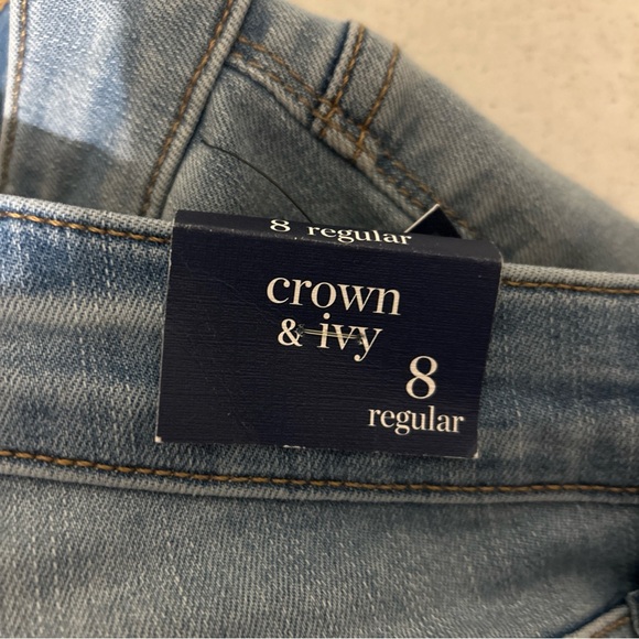 NWT Crown & Ivy Cropped Jeans Women’s 8 Danna Blue Denim Mid Rise Rolled Casual - Picture 7 of 13